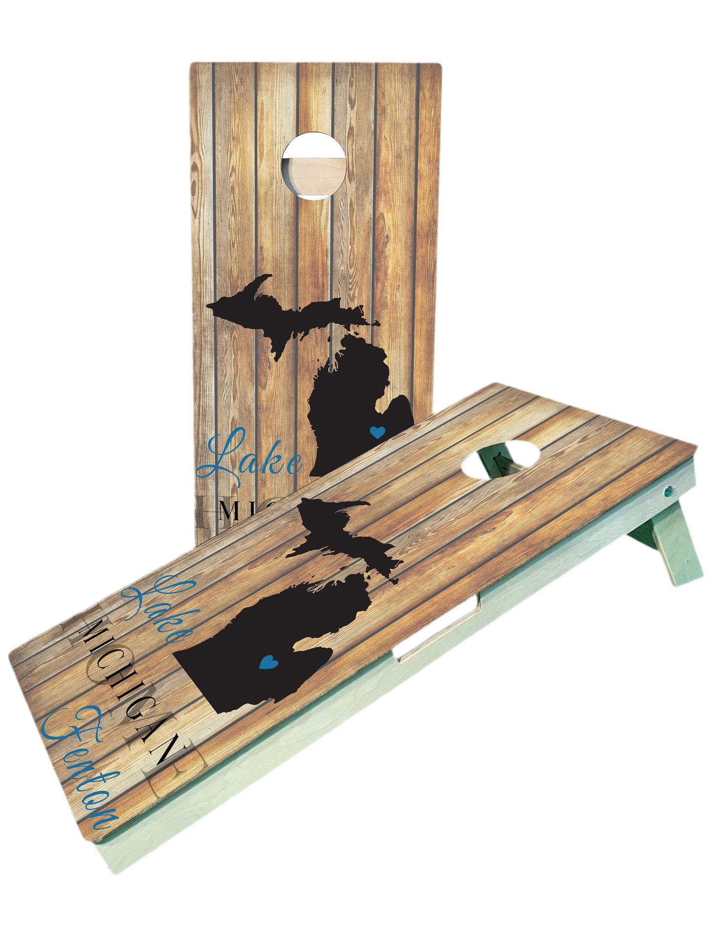 Personalized Michigan Lake Name Cornhole Boards - Korvel