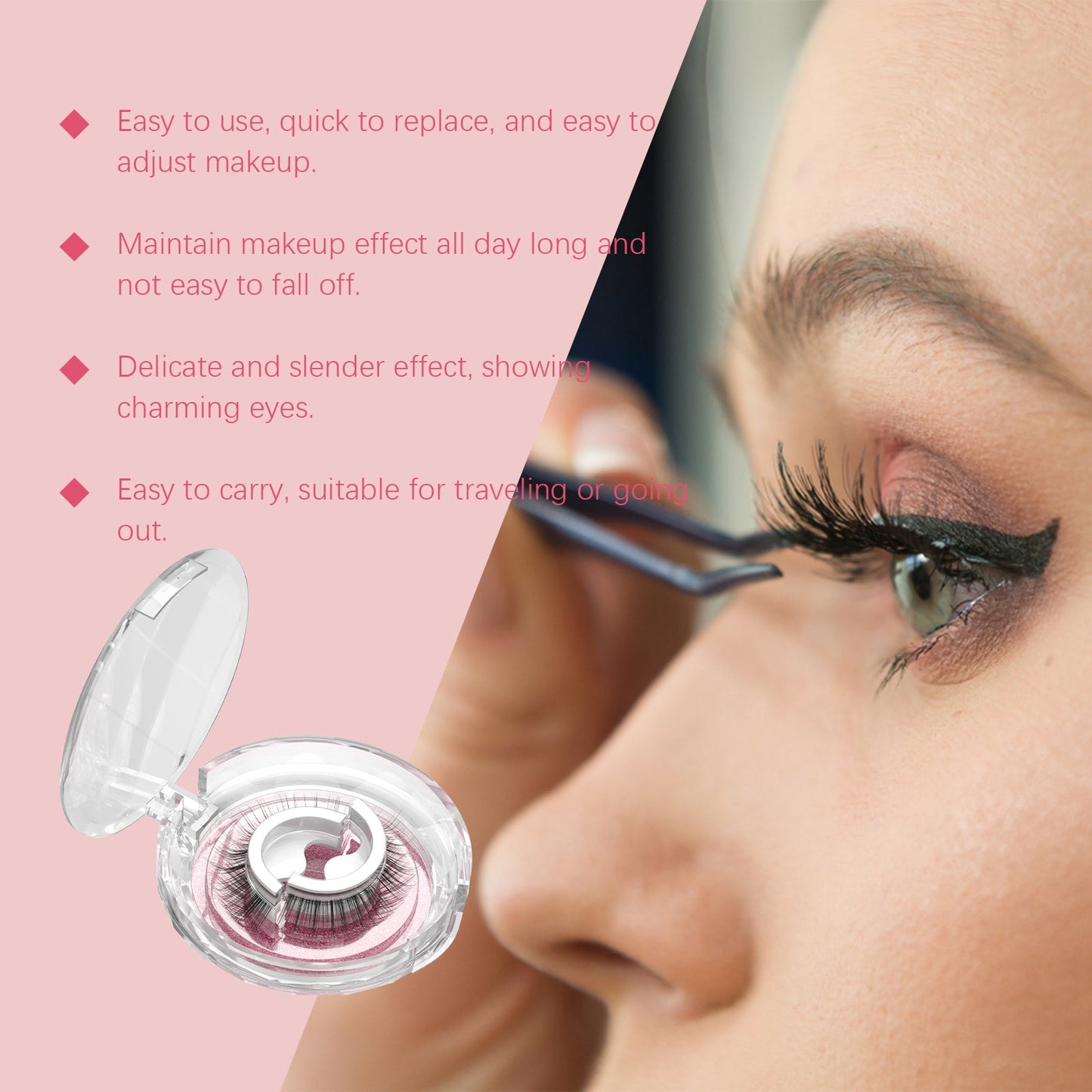 Self-Adhesive Eyelashes, Lazy People Glue-Free Free Unloading Self-Adhesive Thick Thin Long Natural Eyelashes - Korvel