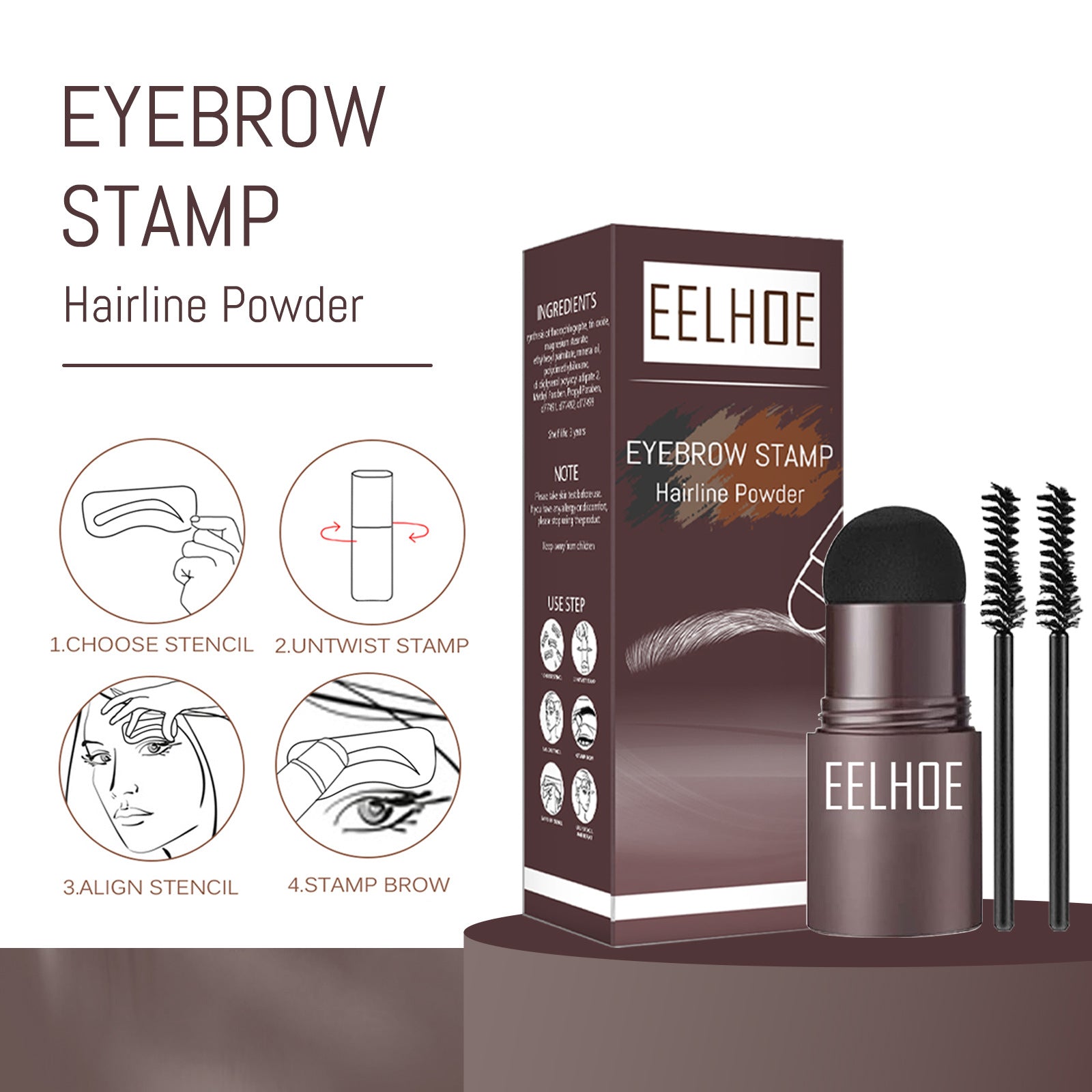 Eyebrow Print Mold Thrush, Lazy Eyebrows Fill Makeup Eyebrow Cake Waterproof Hairline Powder - Korvel