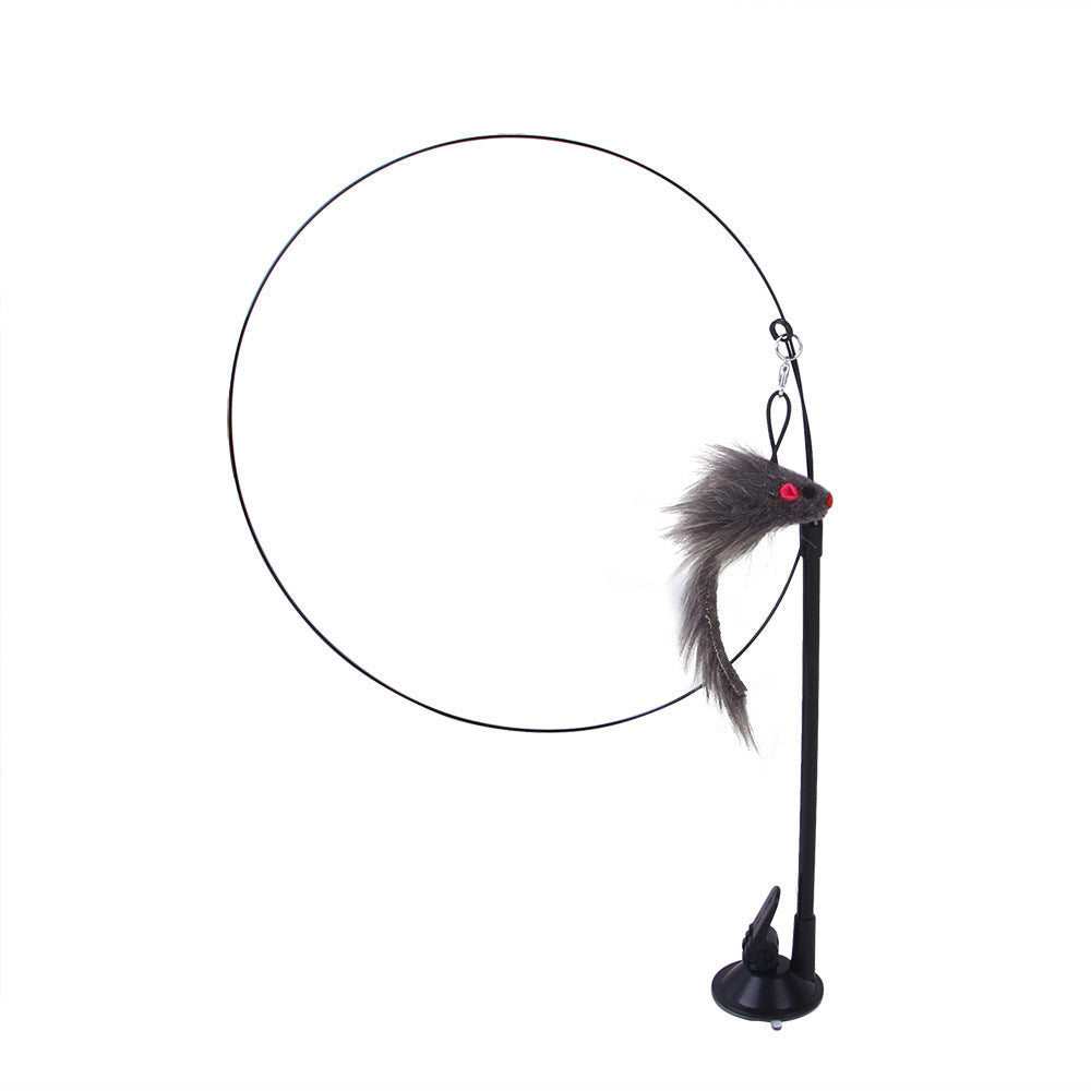 Suction cup cat toy stick that can be attached and held with steel wire multi head interchangeable cat toy and pet supplies - Korvel