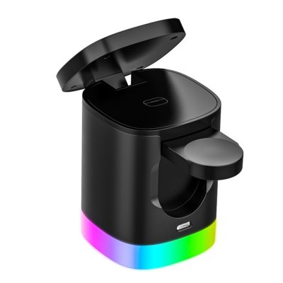 3 In 1 Magnetic Wireless Fast Charger For Smart Phone RGB Ambient Light Charging Station For Airpods IWatch - Korvel