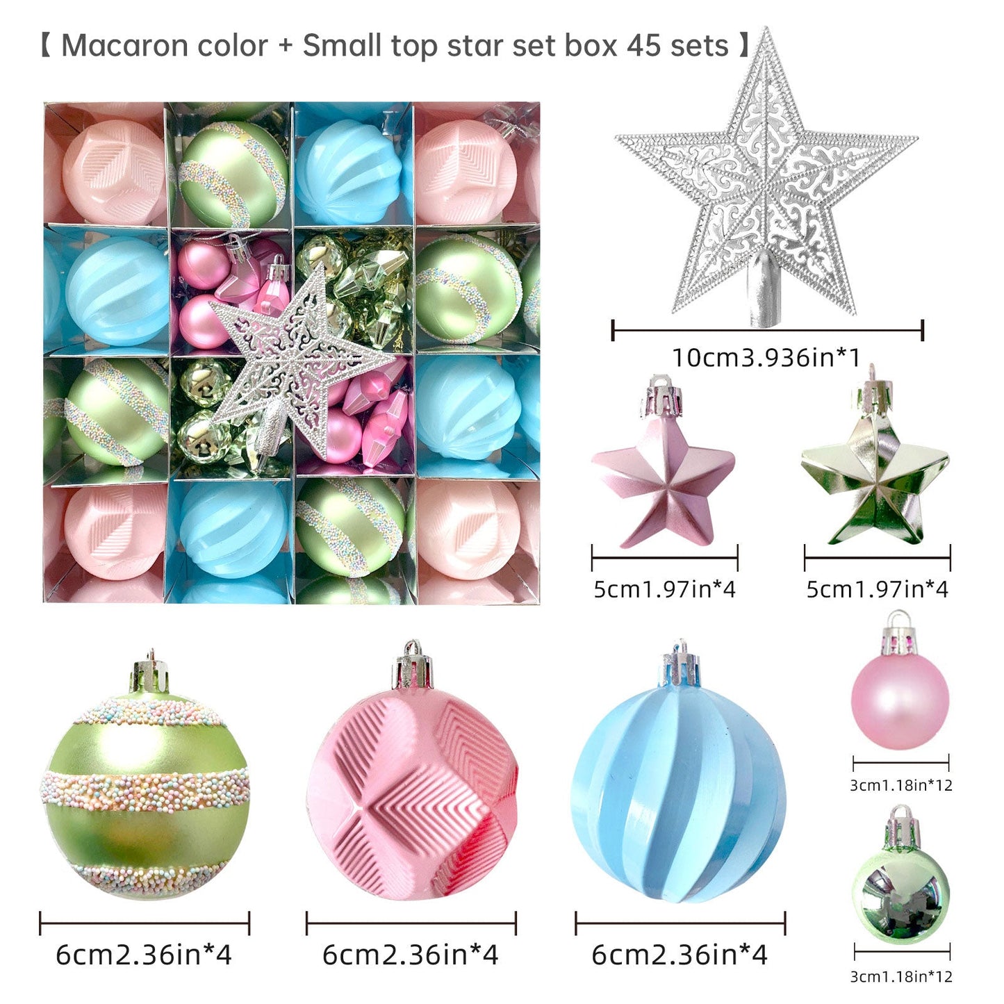 Christmas decoration 6cm electroplated ball plastic ball special-shaped painted Christmas ball gift Christmas tree pendant - Korvel