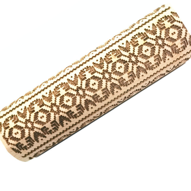 Wooden Rolling Pin Beechwood Laser Engraved Printed Rolling Pin Embossing Rolling Pin Christmas Flip Sugar Cookie Rolling Pin - Korvel