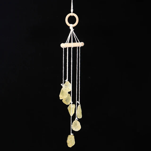 Juego de Campanas de Viento de Cristal Natural Hecho a Mano para Decoración del Hogar