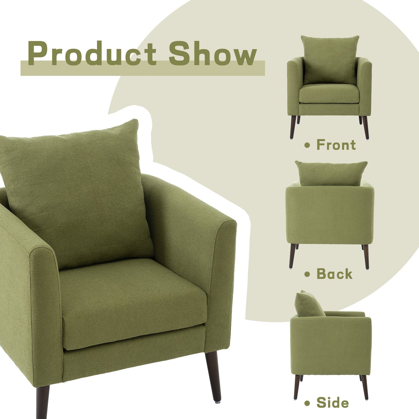 Silla Barrel Verde Oliva - Sillón de Tela Moderna
