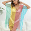 Fringe Color Block Scoop Neck Cover Up - Korvel