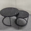 A set of nested coffee tables, 27.6-inch round coffee table, wooden marble patterned tabletop, sturdy metal frame (black) - Korvel