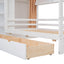 Twin Size House Bed with Two Drawers and Wardrobe - White