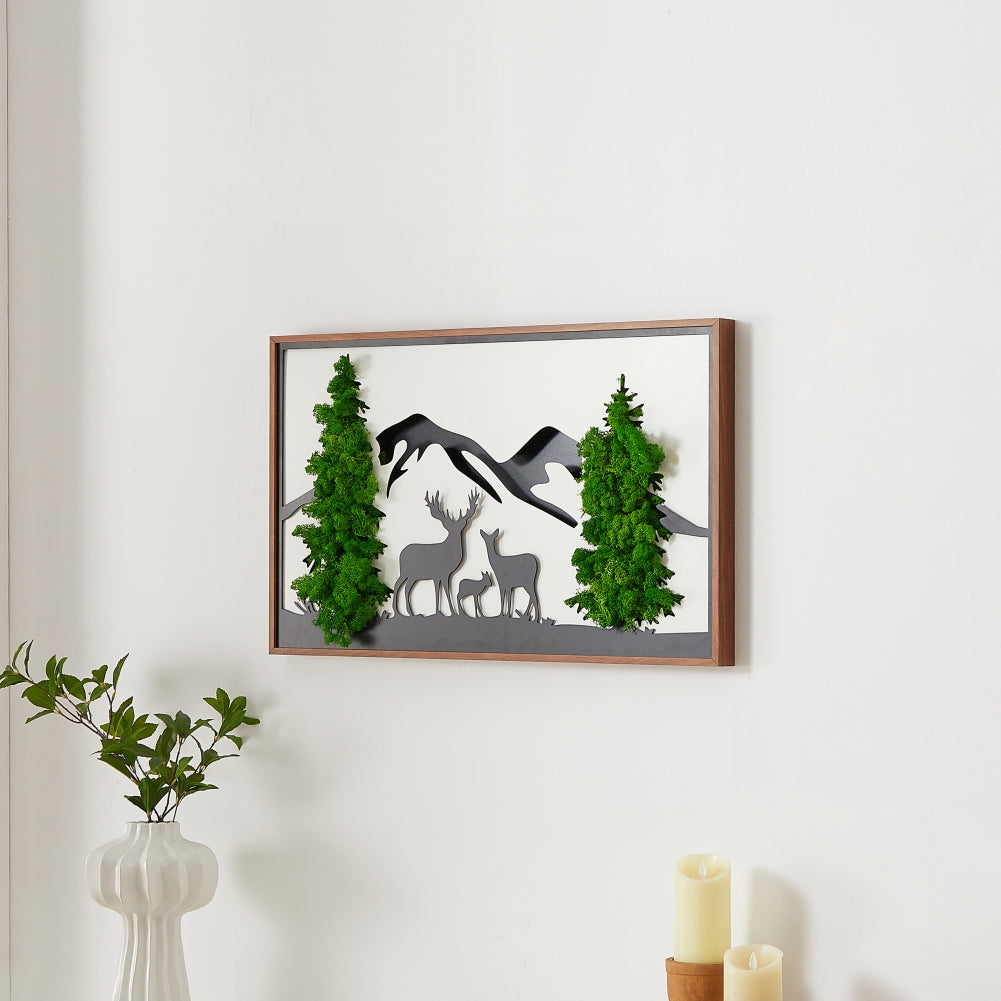 Deer Metal Art Moss Wall Decor - Korvel