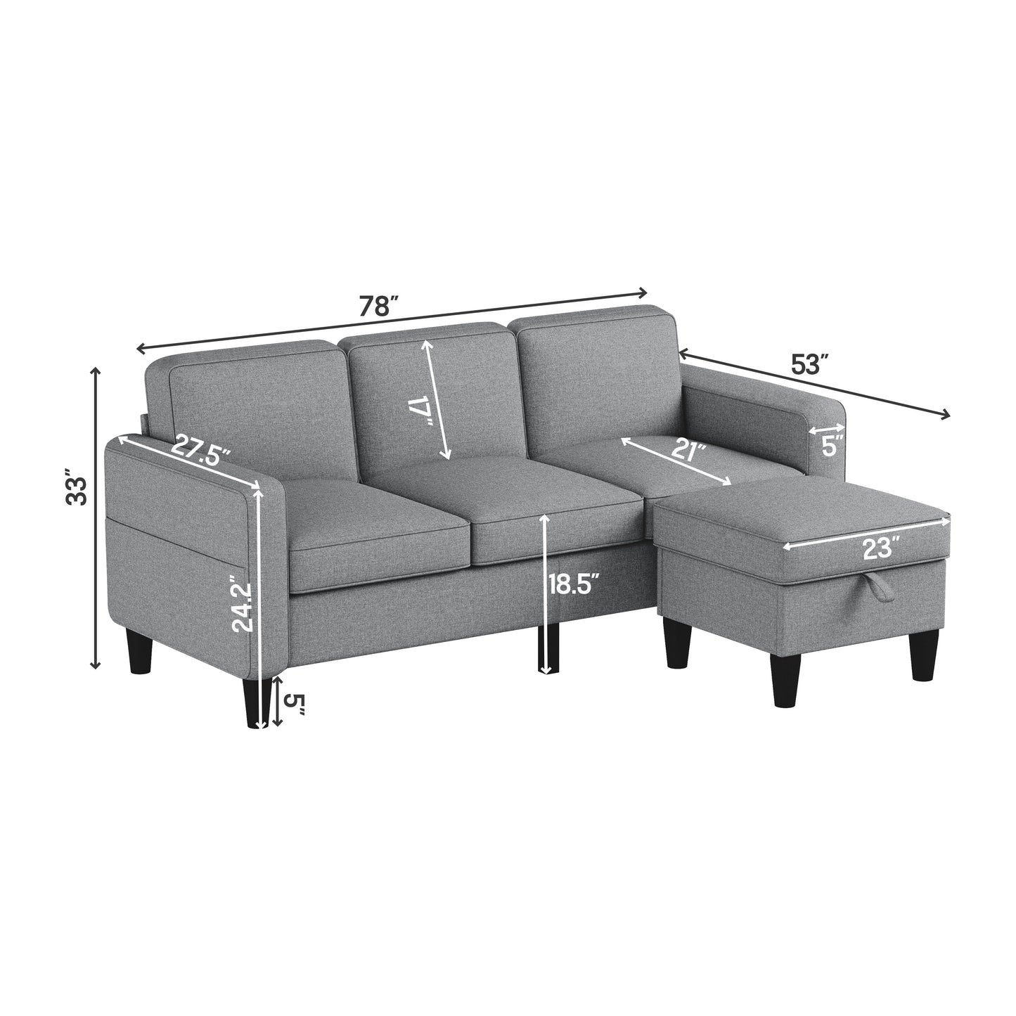 light grey Sofas for families, apartments, dorms, bonus rooms, compact Spaces with lounge lounges L-shaped design for the chaise - Korvel