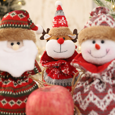 New 3D Knitted Fabric Doll Apple Bag Christmas Decorations Children's Day Gift Bundle Pocket Candy Bag - Korvel
