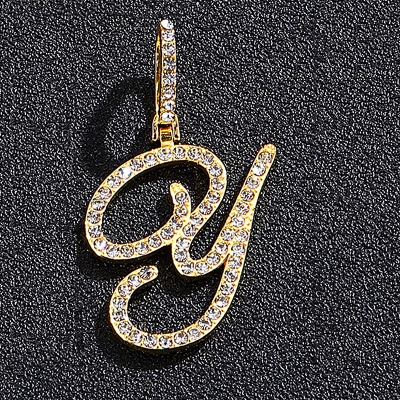 Hip Hop Grass Letter Pendant with Cuban Chain
