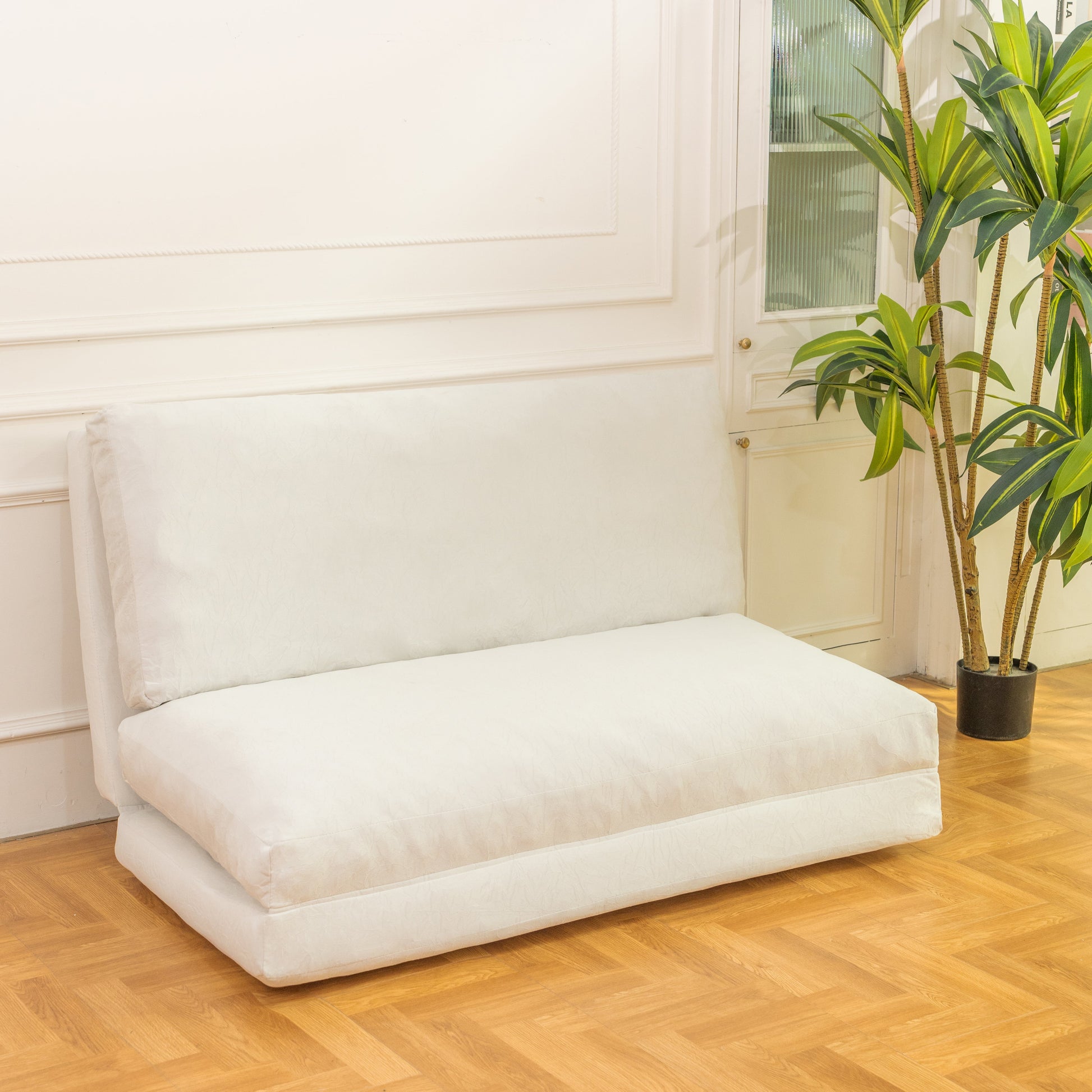 Large folding mattress sofa bean bag bed, foam filled folding mattress sofa, soft high-grade artificial fur - Korvel