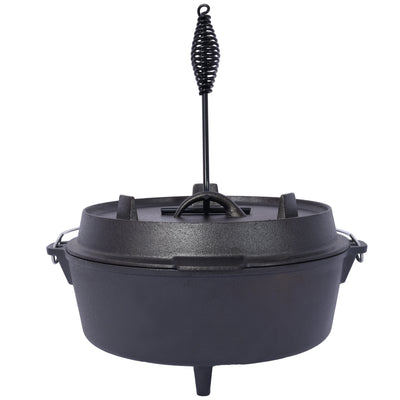ast iron Dutch oven with lid, outdoor camping deep pot, used for camping, cooking, barbecue and leg rest,6 quarts - Korvel