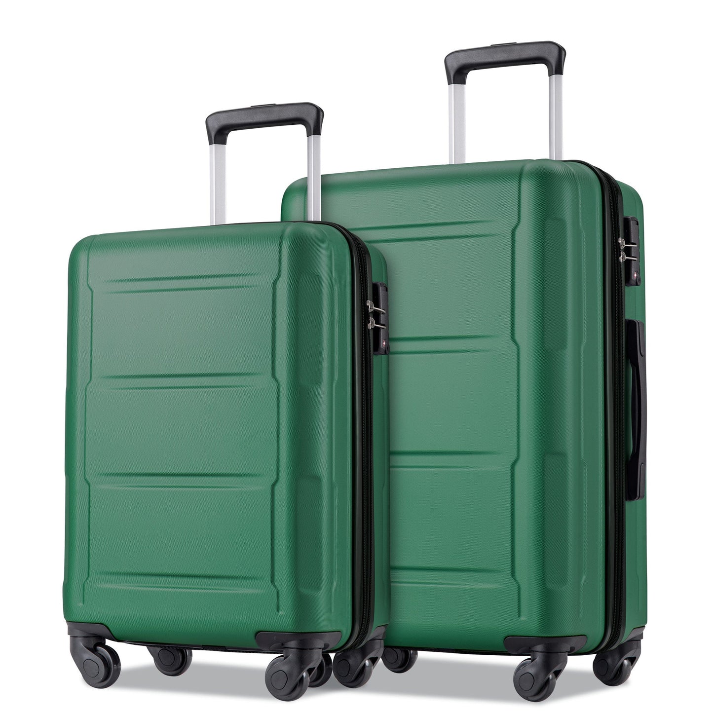 Expanable Spinner Wheel 2 Piece Luggage Set ABS Lightweight Suitcase with TSA Lock 20inch+24inch Green + Plastic - Korvel