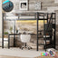 Twin XL Metal Loft Bed with L-shaped Desk and USB