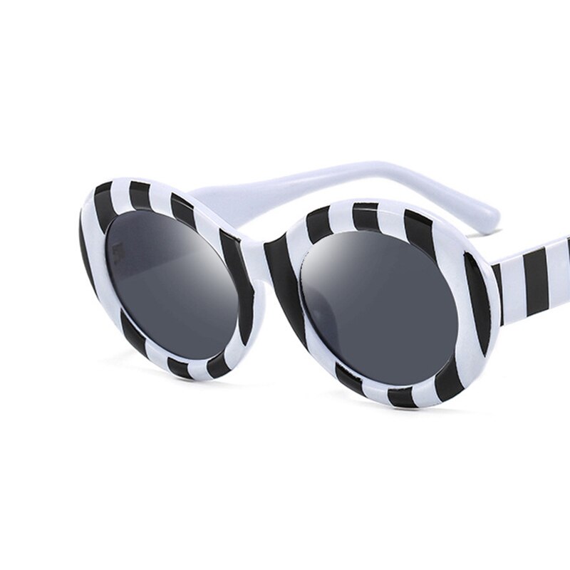 Striped Zebra Oval Sunglasses New Net Red Street Shot Personality Female Hip Hop Sunglasses Trend - Korvel