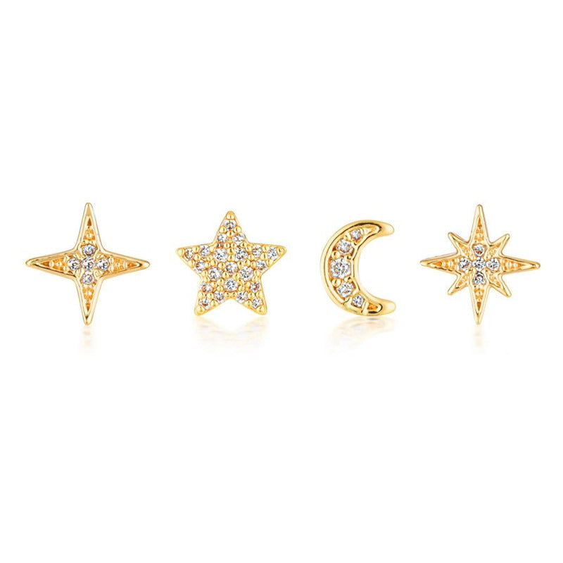 Conjunto de Pendientes S925 Estrella y Luna - 4 Diseños Únicos