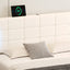 Queen Size Upholstered Bed with LED Lights Hydraulic Storage System and USB Charging Station White - Korvel