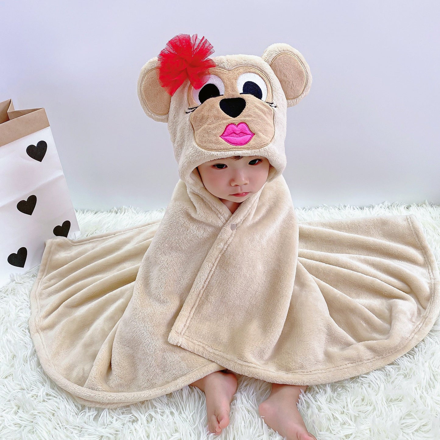 Infant Cartoon Flannel Swaddling Blanket Cloak