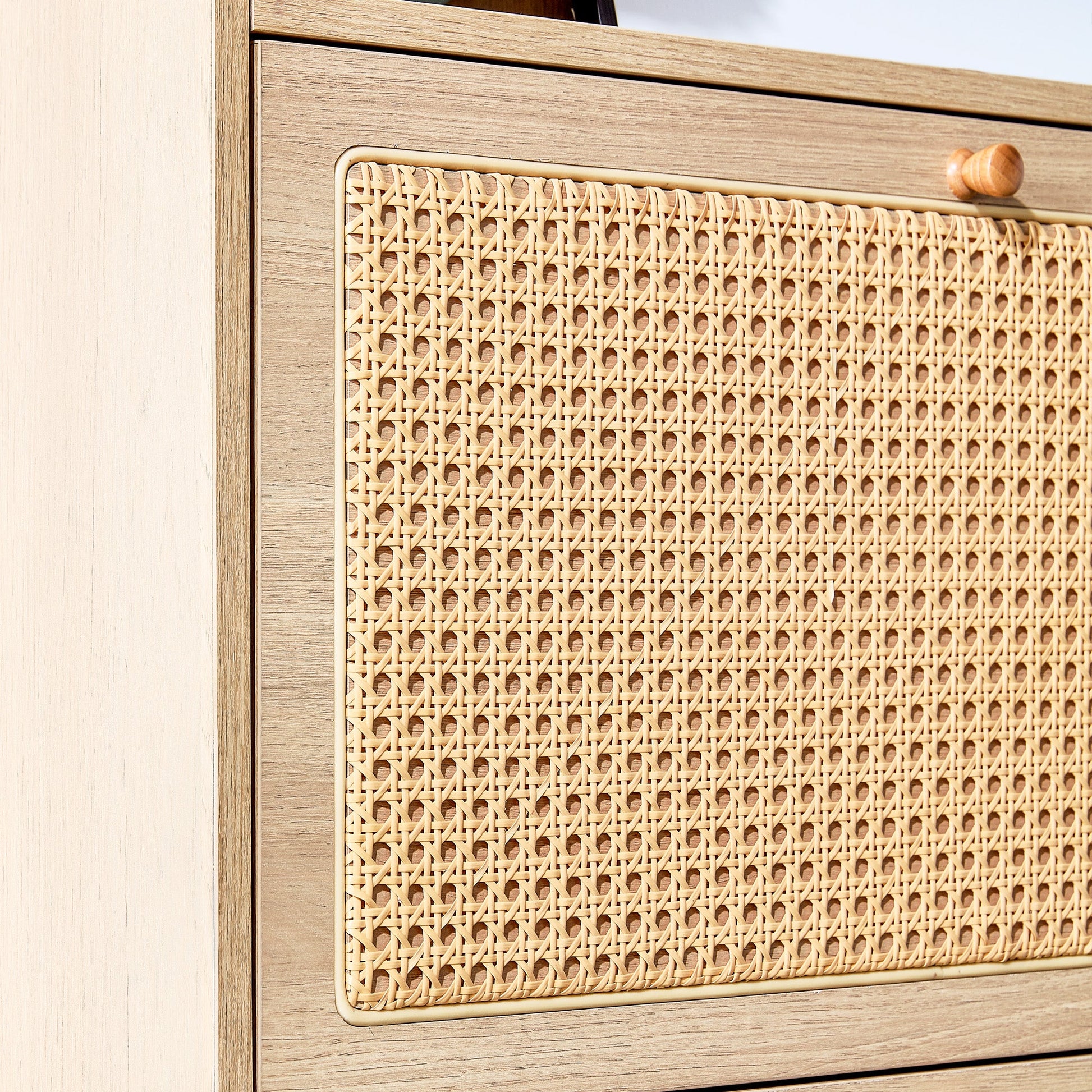 Modern minimalist storage cabinet MDF bed top cabinet Japanese rattan shoe cabinet, small home furniture - Korvel