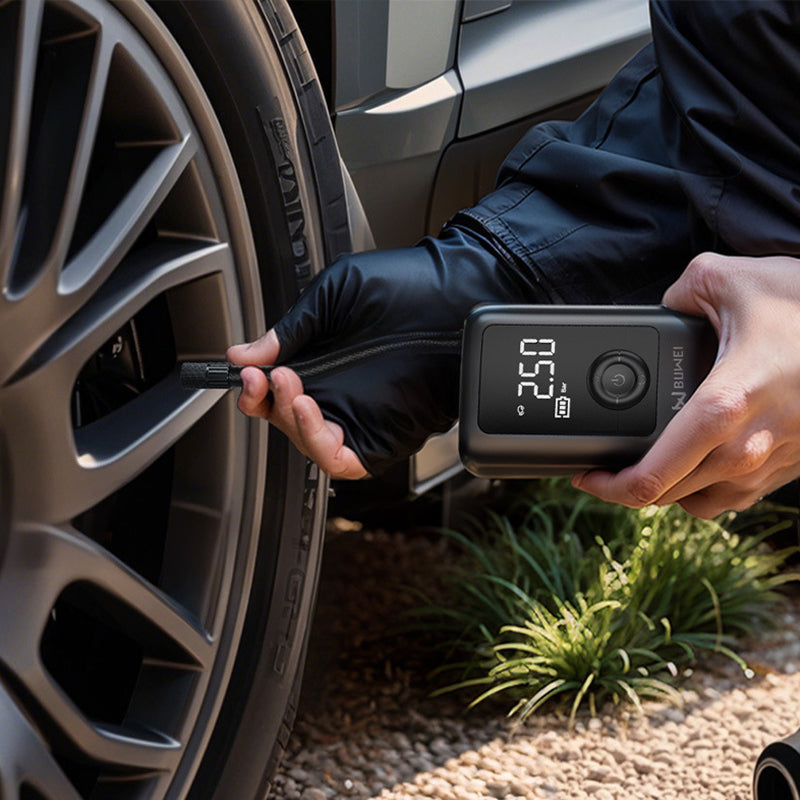 150PSI Rechargeable Electric Tire Pump with Light & LCD: for cars, bikes - Korvel
