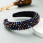 New Baroque Headband Feminine Color Hand-Stitched Glass Bead Headband Thin Sponge Headband - Korvel