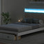 Wood Full Size Platform Bed with Upholstered Headboard and LED and 2 Drawers, Antique White - Korvel