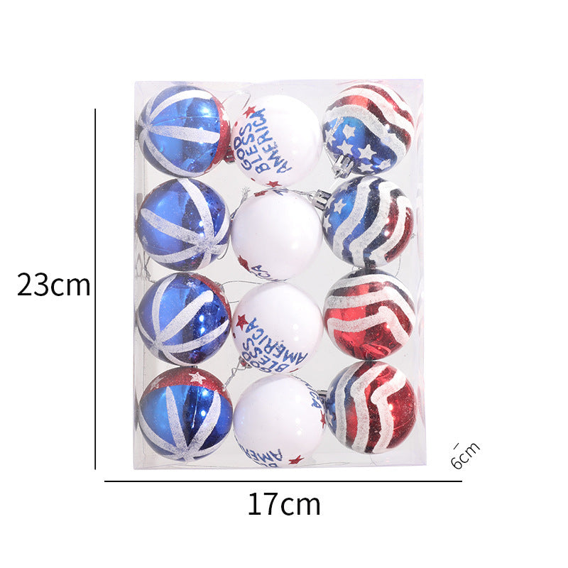 American Independence Day Christmas Plastic Balls Christmas Tree Decoration Hand drawn Ball Set - Korvel
