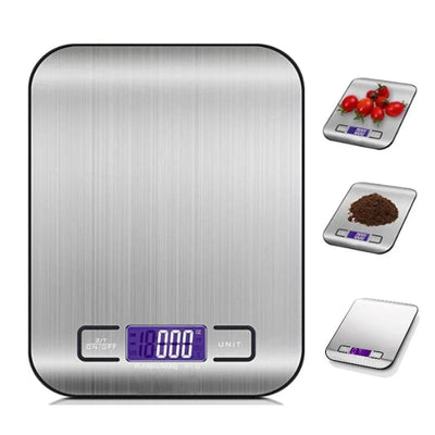 5/10KG Digital Kitchen Scale Stainless Steel Portable Kitchen Food Scale LED Display Electronic Jewelry Baking Weight Scales - Korvel