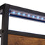 Large metal platform bed frame with wooden headboard and footboard with USB LINER and LED lights - Korvel