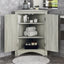 Oak Triangle Bathroom Storage Cabinet with Adjustable Shelves, Freestanding Floor Cabinet for Home Kitchen - Korvel