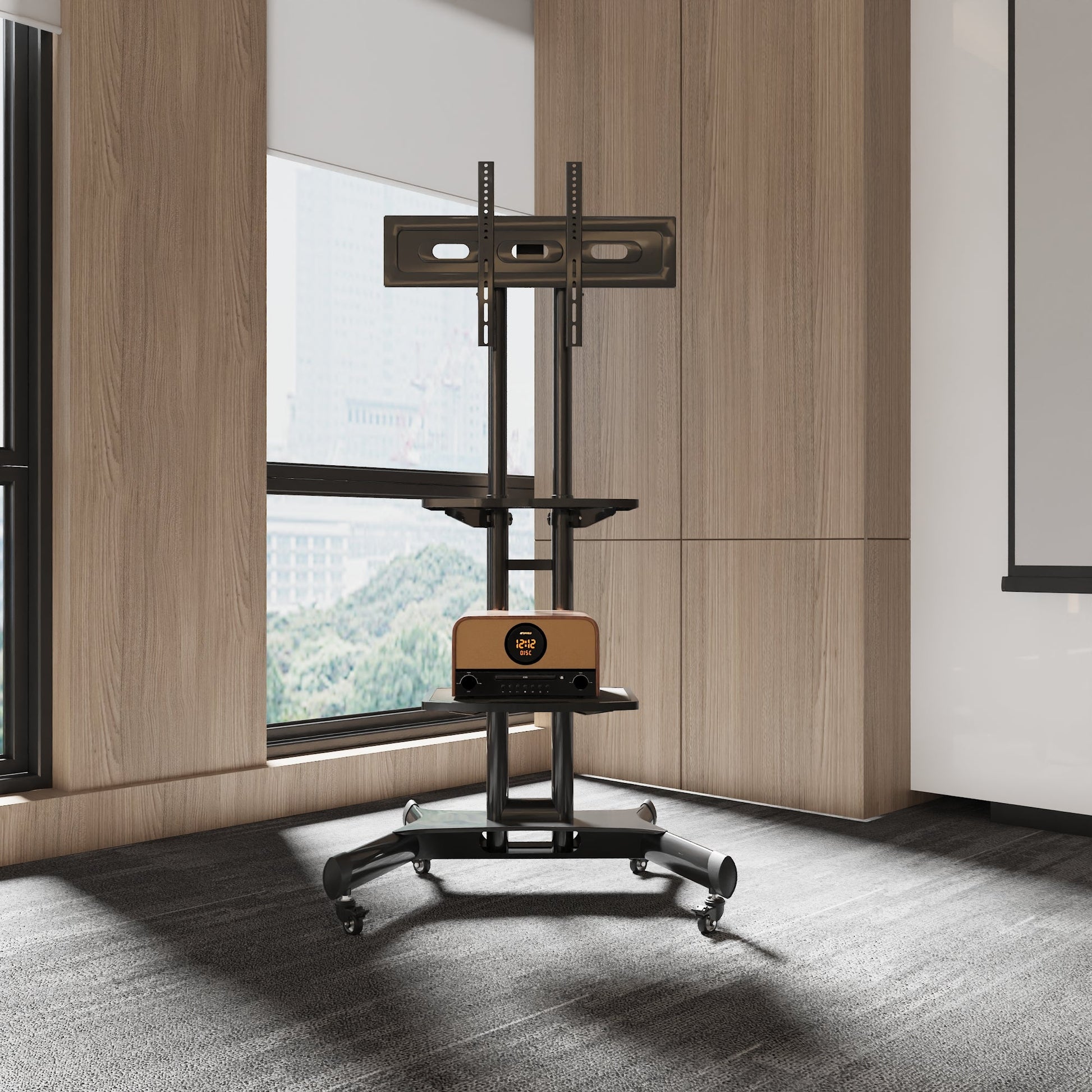 FANCO Universal Rotating TV Stand, suitable for 32-80 inch TVs, adjustable tilt height, maximum VESA 600x400mm (black) - Korvel