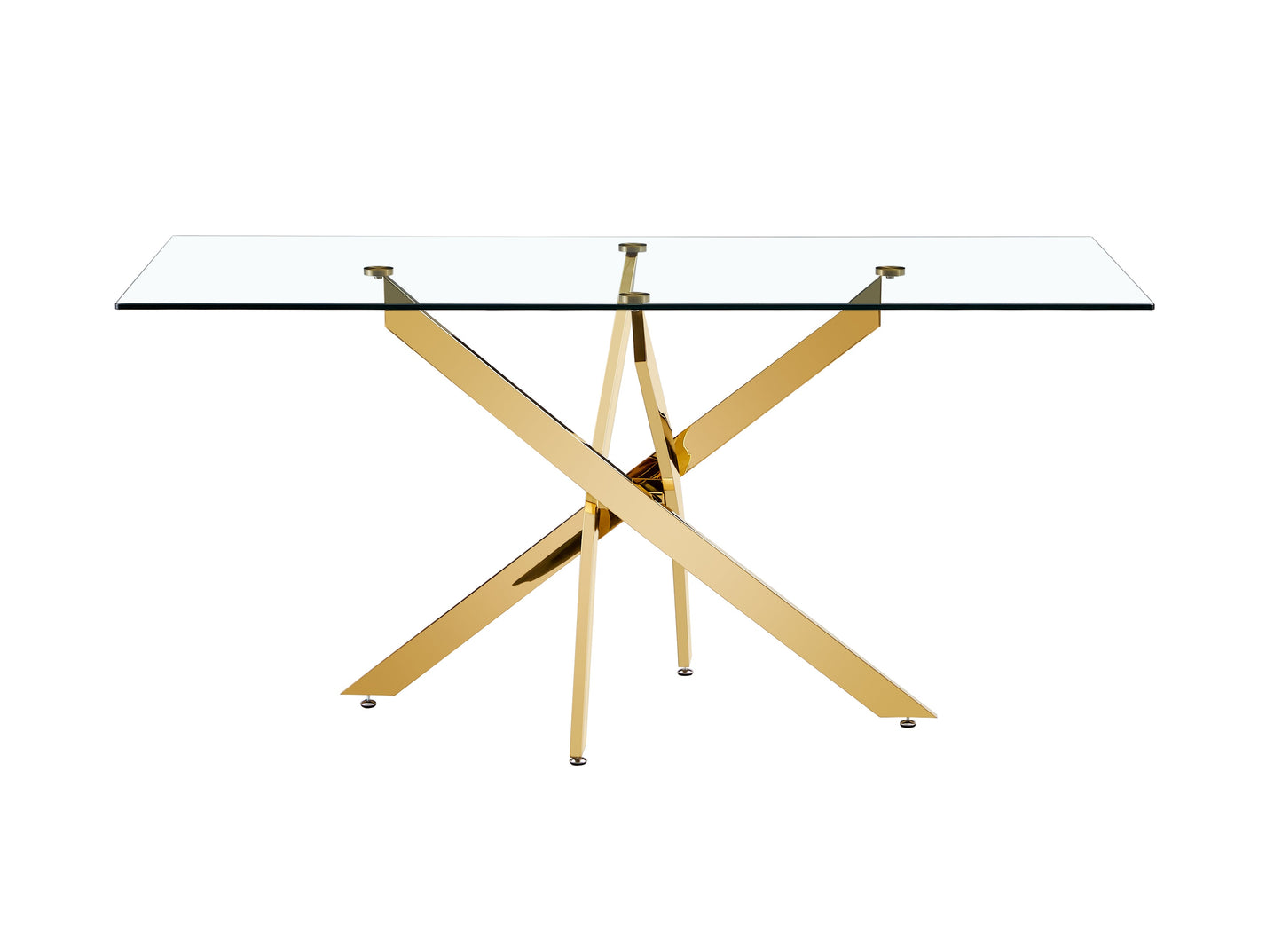 Plateau de Table en Verre Transparent Premium avec Accents Dorés
