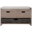 TREXM Storage Bench with Removable Basket and 2 Drawers, Fully Assembled Shoe Bench with Removable Cushion (White Washed) - Korvel