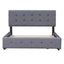Upholstered Platform Bed with Classic Headboard and 4 Drawers No Box Spring Needed Linen Fabric Queen Size Dark gray - Korvel