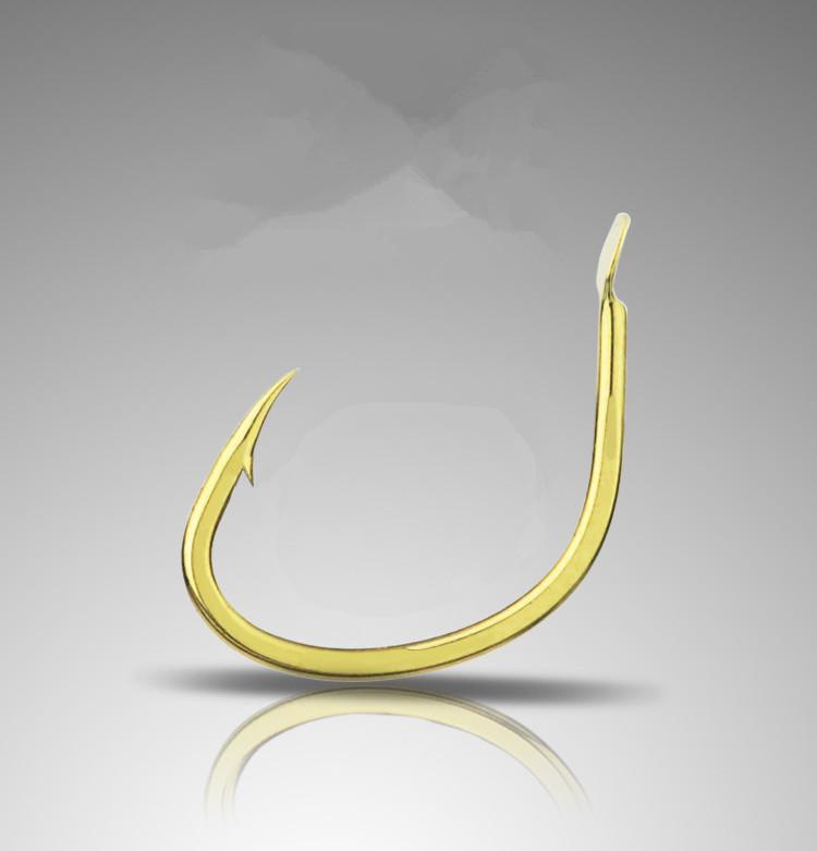 Rompin 30pcs/box 6#-12#  fishing hooks gold color wide belly super sharp Barbed - Korvel