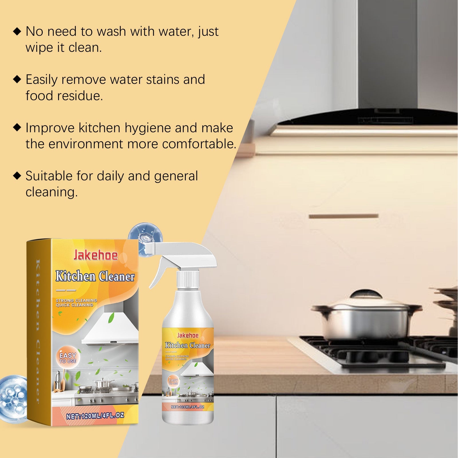 Kitchen Grease Cleaner Kitchen Cookware Cooktop Range Hood Oil And Stain Remover - Korvel