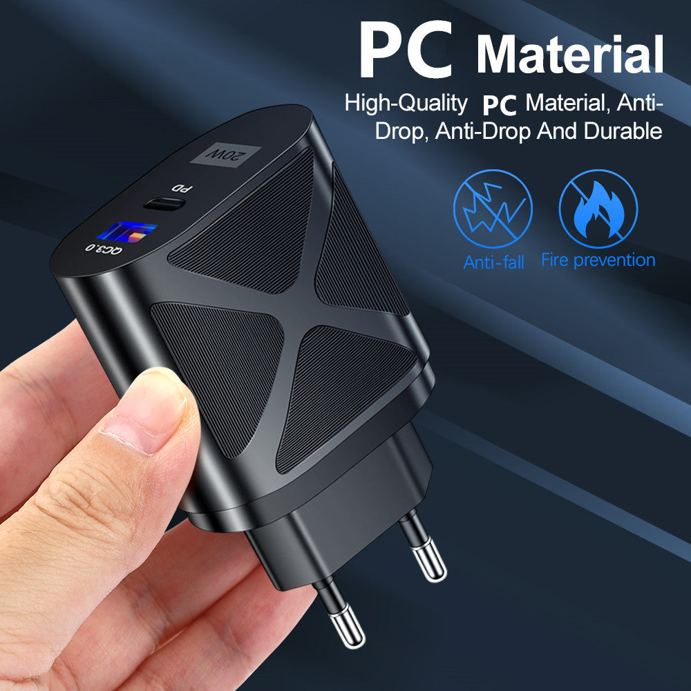 LED luminous PD20W+QC3.0 4A mobile phone charger fast charging dual port fast charging head - Korvel