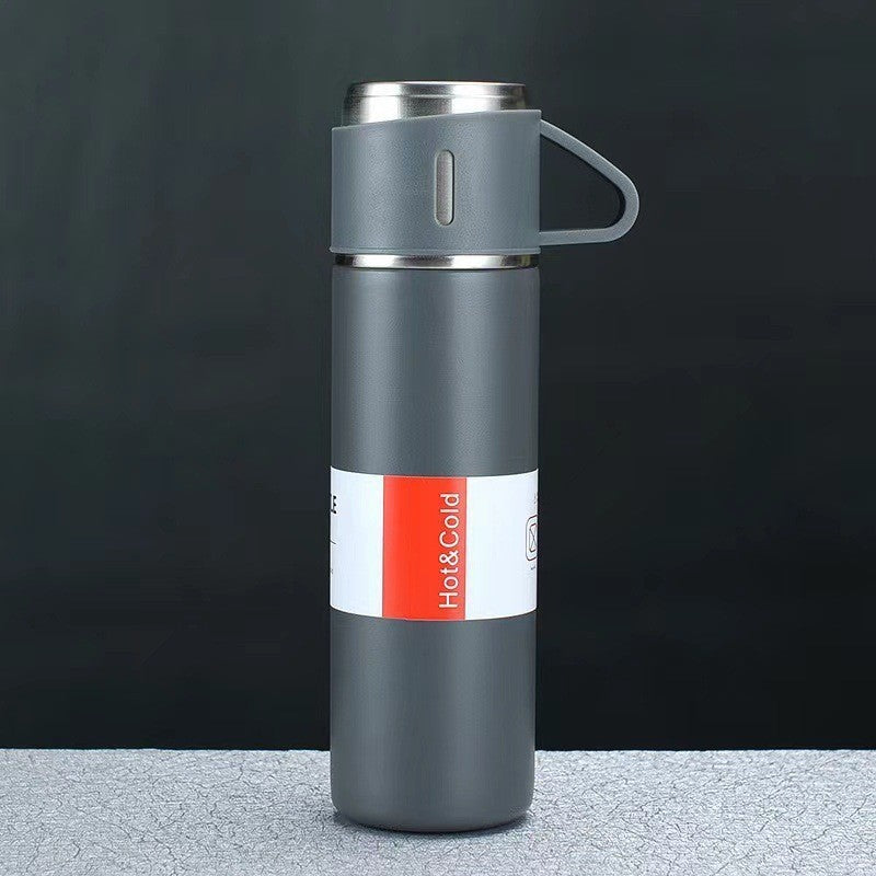 A cup of three-lid thermos cup portable fashion gift box set stainless steel cup - Korvel