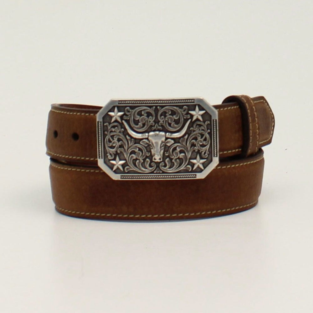 Genuine Leather Longhorn Kids Belt | Stylish 3D Design - Korvel