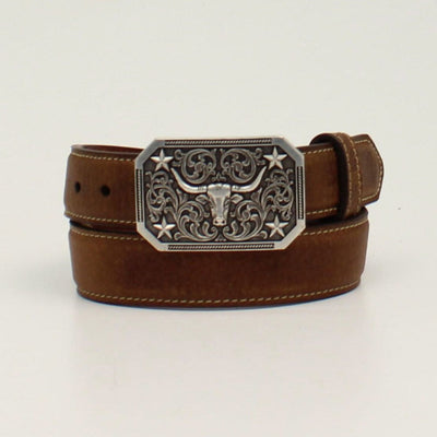 Genuine Leather Longhorn Kids Belt | Stylish 3D Design - Korvel