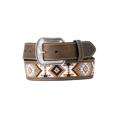 Artisan Beaded Inlay Leather Belt for Men - Korvel