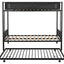 Metal double bed with casters/sturdy frame/no noise/comfortable guardrail/2 side ladders/no need for spring box - Korvel