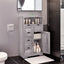 5 Drawers Storage Cabinet with Adjustable Shelves, Bathroom Cabinet with Doors, Floor Cabinet for Living Room Grey - Korvel