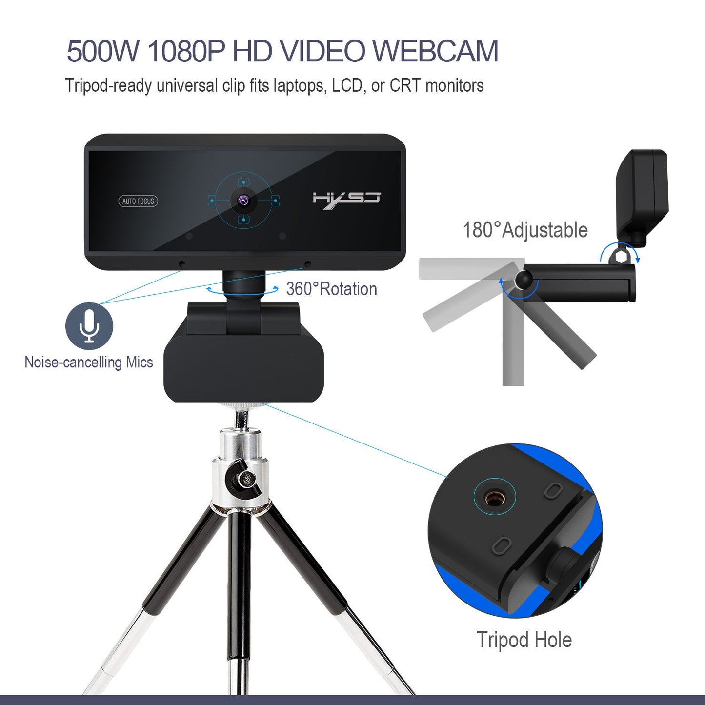 Computer video computer camera with 5 million autofocus and support for 720P1080P video - Korvel