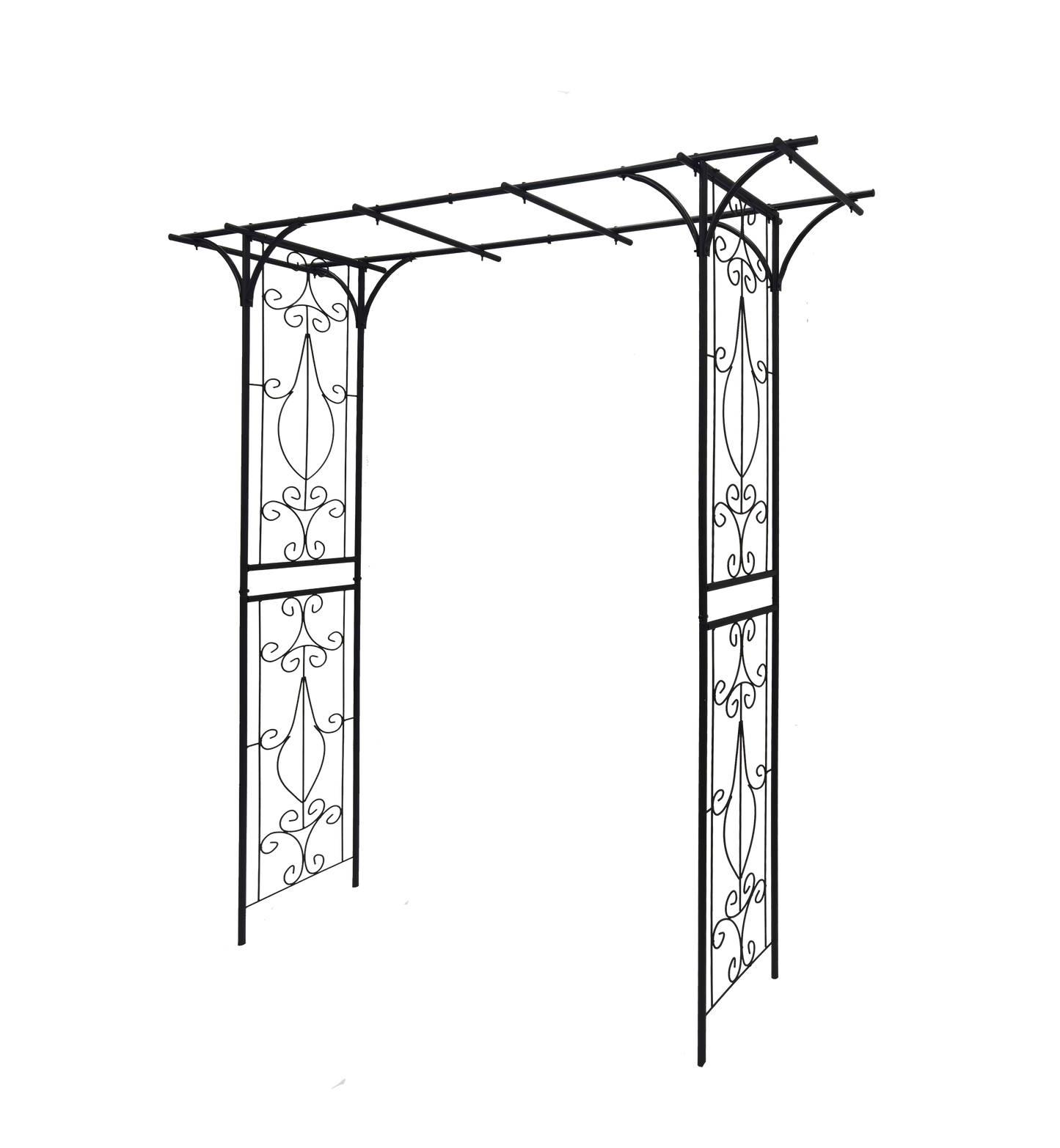 Metal Garden Arch L80.3'' x W20.47'' x H81.1'' Climbing Plants Support Rose Arch Outdoor Black - Korvel
