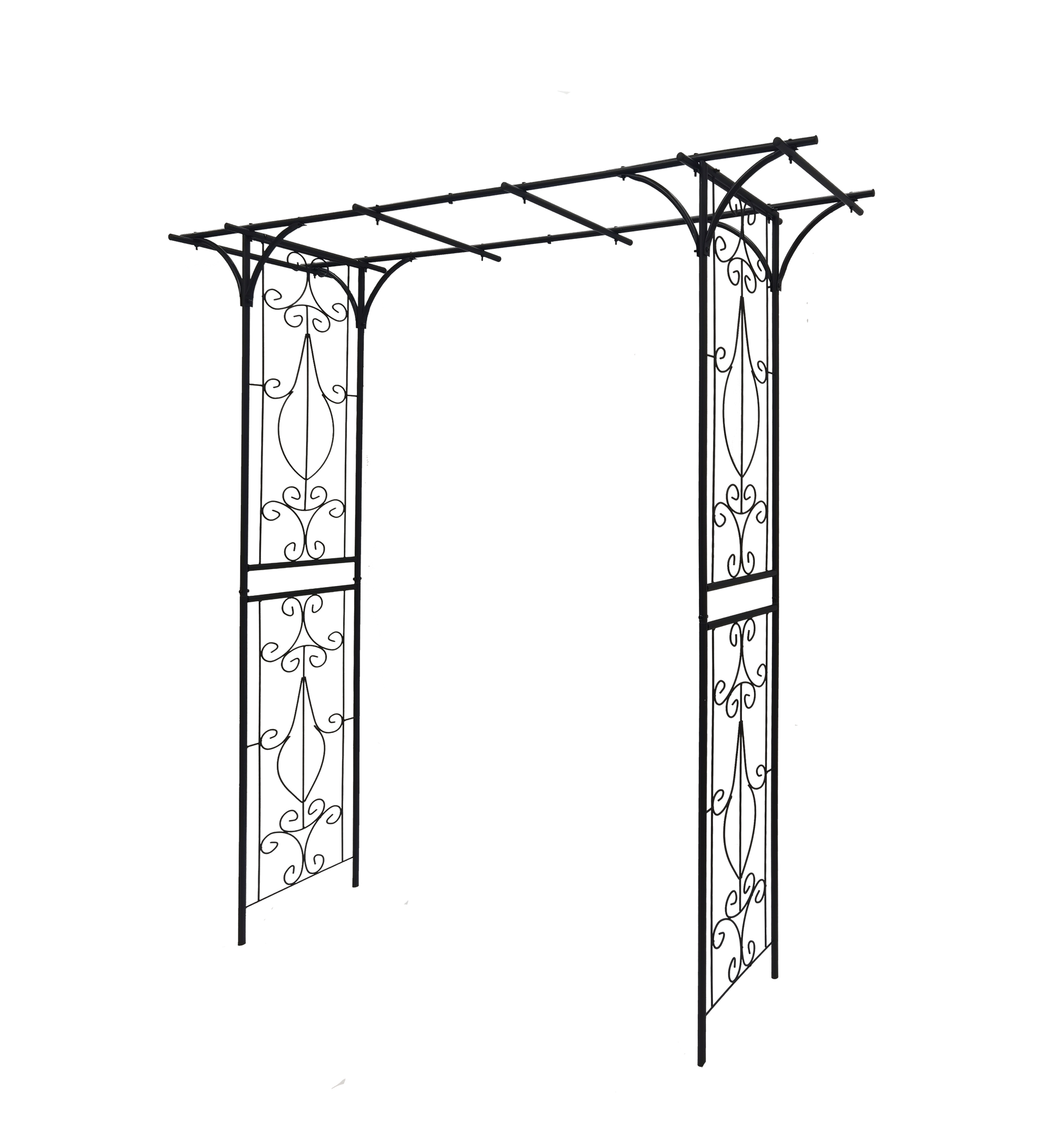 Metal Garden Arch L80.3'' x W20.47'' x H81.1'' Climbing Plants Support Rose Arch Outdoor Black - Korvel