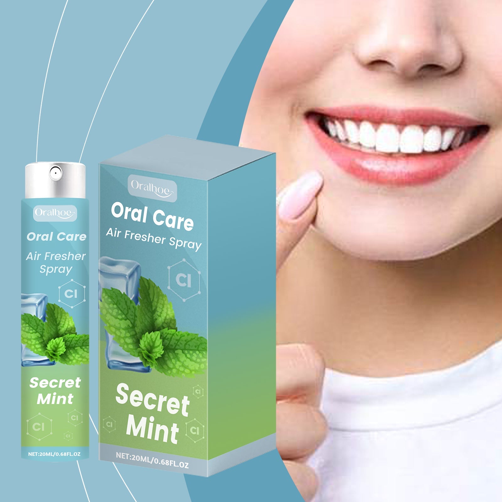 Secret Mint Oral Care Air Fresher Spray, Remove Coffee Stains And Whiten For Healthy Teeth - Korvel