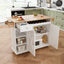 44 Inch Kitchen Island Cart with Solid Wood Top, Wine Storage, Spice Rack, Towel Rack, Wine Glass Holder White & Oak - Korvel